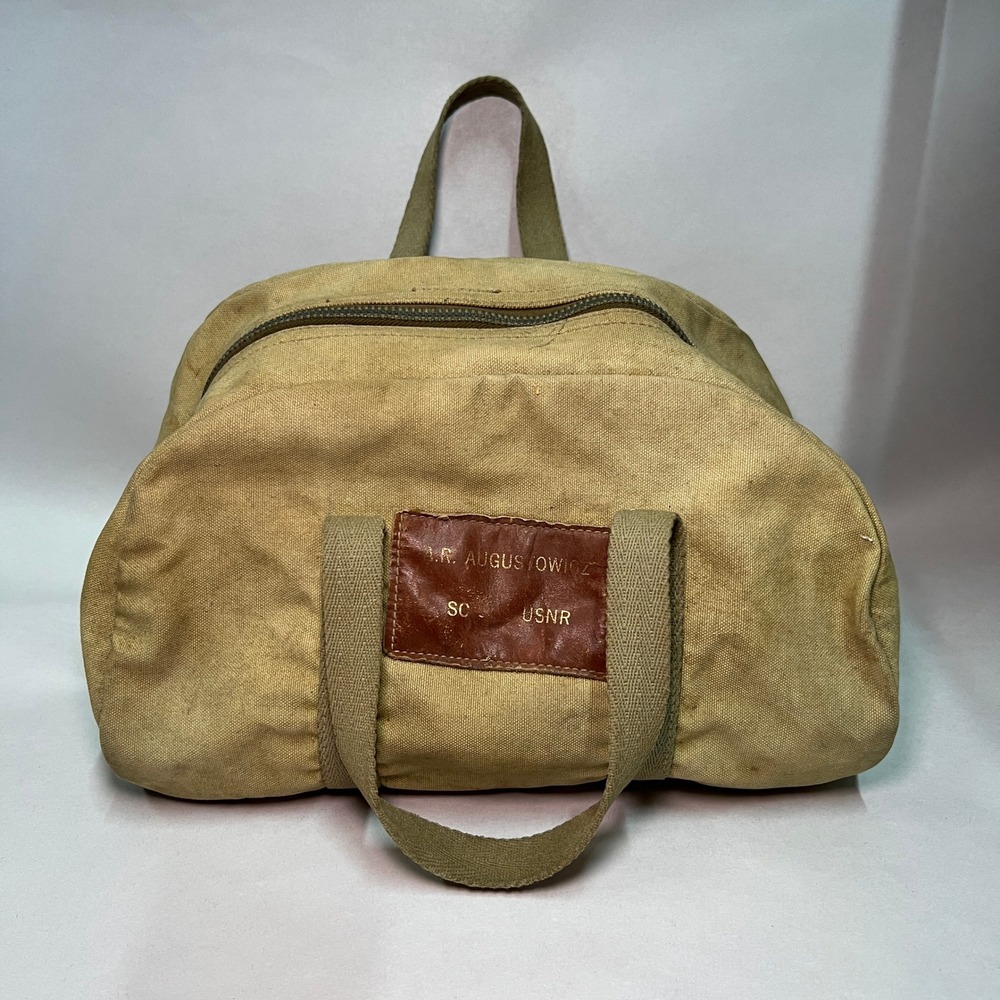 World War II Era USNR Aviator's Kit Bag Leather Name Plate AN 6505